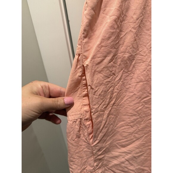 Anthropologie Pilcro Suzanne Peach Coral Pink Button-Up Shirt Dress Size Large - Picture 3 of 7